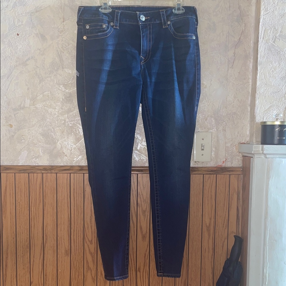 True Religion Dark blue drippy hotfit skinny jeans (33)